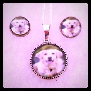New! Handcrafted Sterling Silver Golden Retriever Jewelry Set